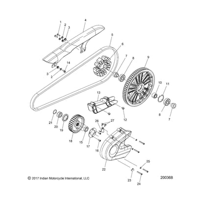 Indian Motorcycle Rear Sprocket with Bearing, 66 Tooth, Black Engine, Genuine OEM Part 1020399-521, Qty 1