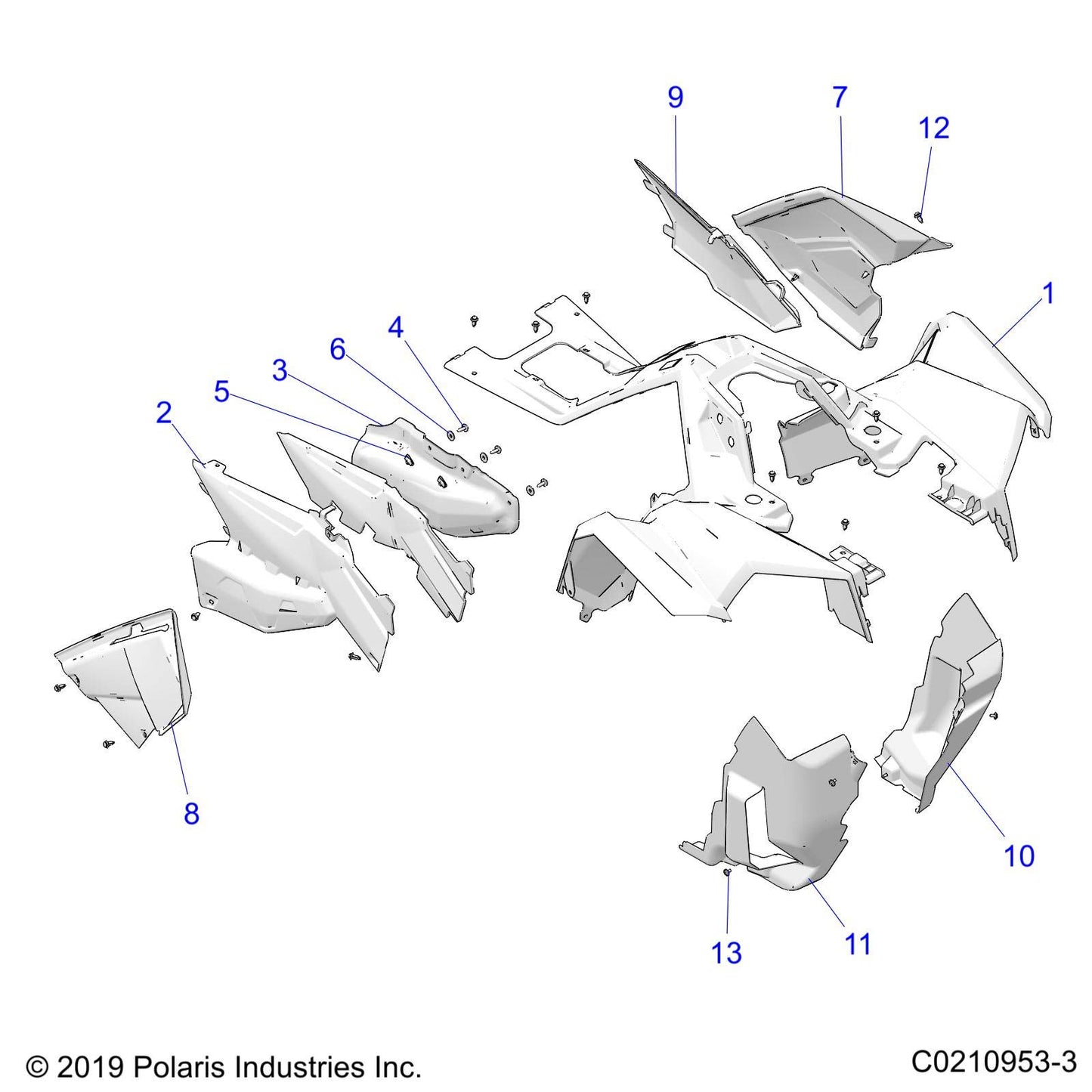 Polaris ATV Panel-Side, Lower, Right, Basic, Blk, Genuine OEM Part 5455516-070, Qty 1