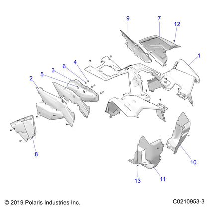Polaris ATV Panel-Side, Lower, Right, Basic, Blk, Genuine OEM Part 5455516-070, Qty 1