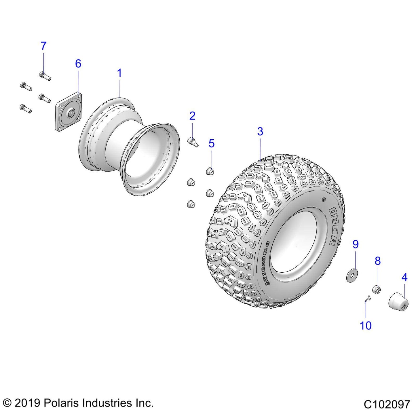 Polaris ATV OBOR Tire, 18x8-R8, Genuine OEM Part 5417074, Qty 1