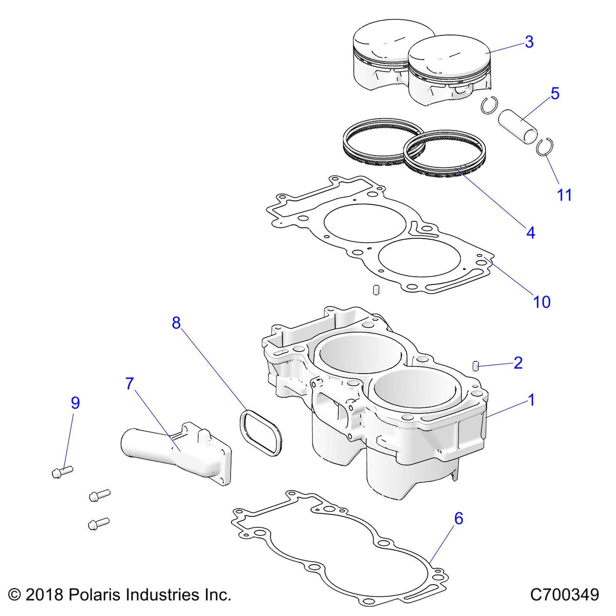 Polaris Ranger Piston Kit, Genuine OEM Part 2205244, Qty 1