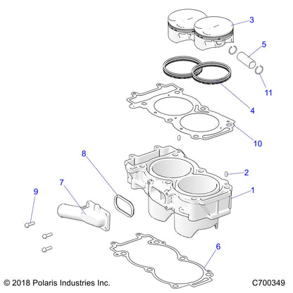 Polaris Ranger Piston Kit, Genuine OEM Part 2205244, Qty 1