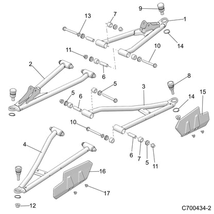 Polaris Ranger Control Arm, Front, Lower, Left Side, Matte Black, Genuine OEM Part 1024247-458, Qty 1