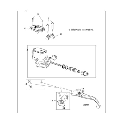 Polaris ATV Master Cylinder Assembly, 3/4 in, B/U Ring, Genuine OEM Part 2010442, Qty 1