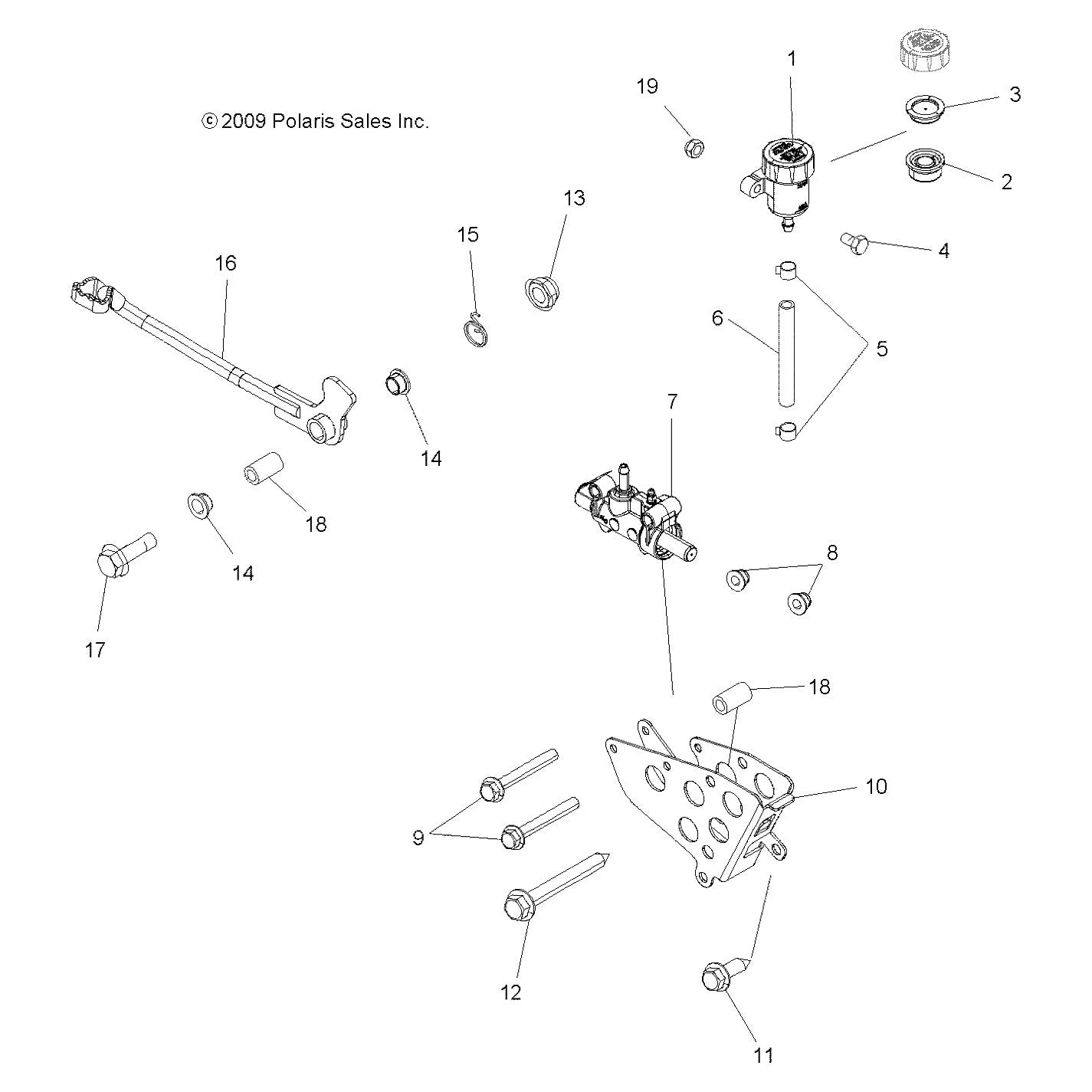 Polaris ATV Brake Lever, Black, Genuine OEM Part 1911207-067, Qty 1