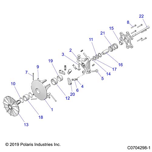 Polaris Ranger Drive Clutch Assembly, BSC, Genuine OEM Part 1323634, Qty 1