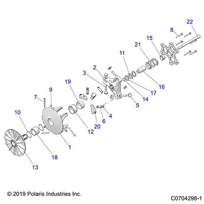 Polaris Ranger Drive Clutch Assembly, BSC, Genuine OEM Part 1323634, Qty 1