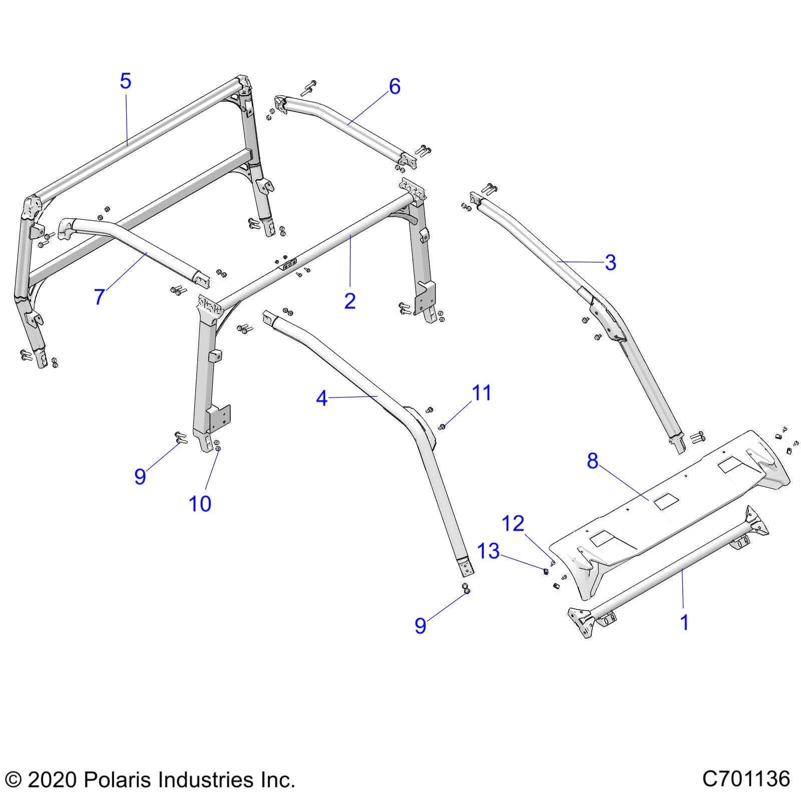 Polaris Ranger WELD-ROPS,MID,M.BLK [FROM 1/1/2020], Genuine OEM Part 1024900-458, Qty 1