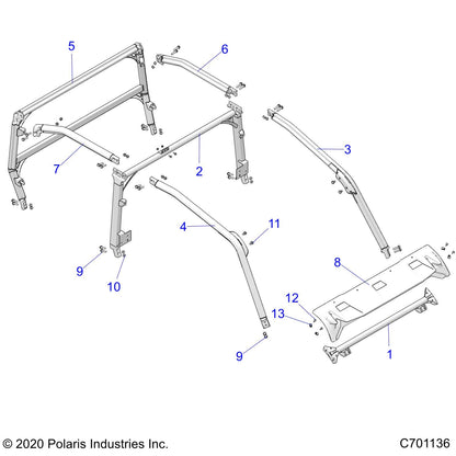 Polaris Ranger WELD-ROPS,MID,M.BLK [FROM 1/1/2020], Genuine OEM Part 1024900-458, Qty 1
