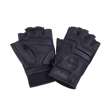 Indian Motorcycle Men's Leather Fingerless Denton Glove, Black - M - 286089603