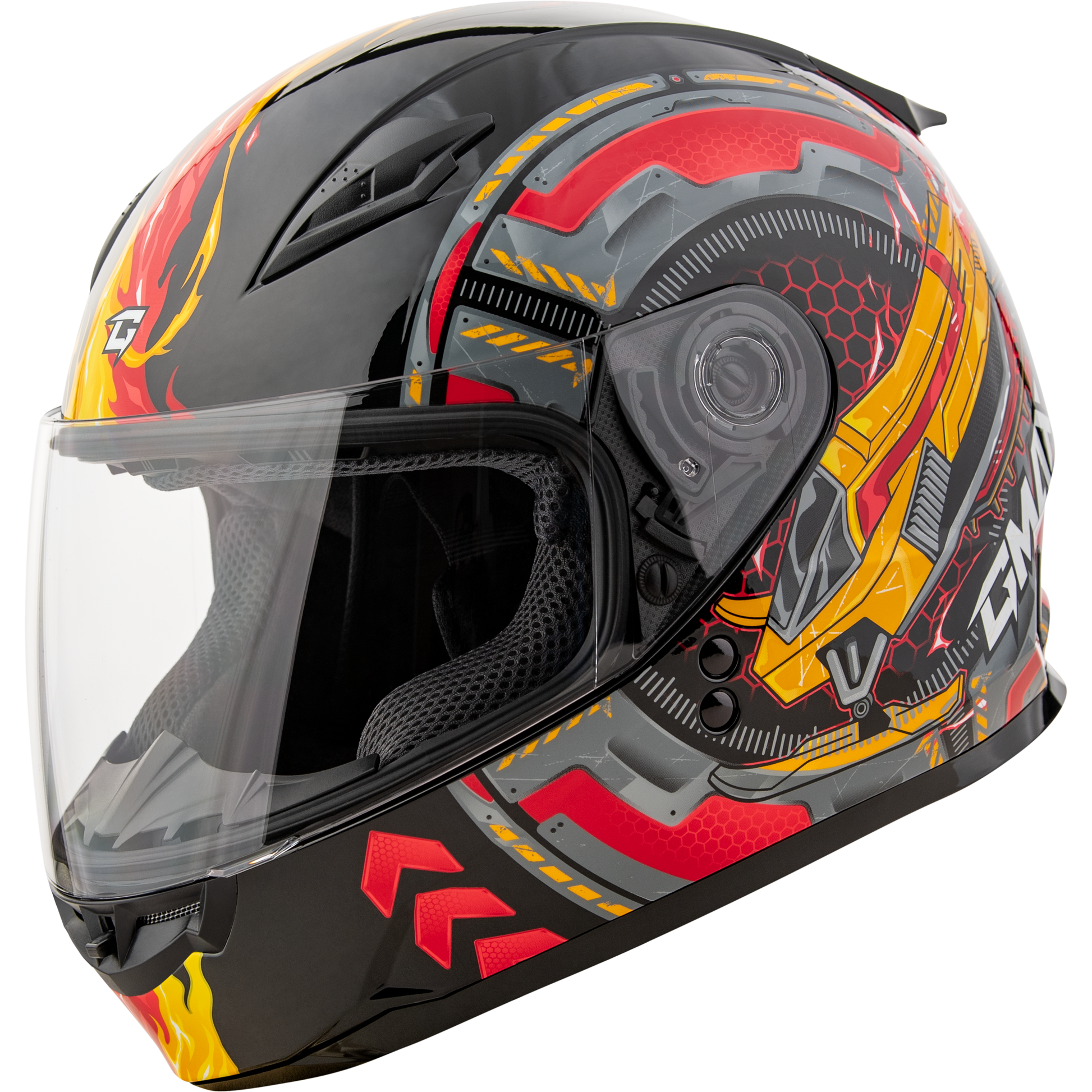Gm 49y Charge Helmet Black/Red/Yellow Ys