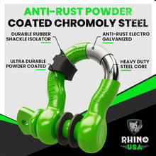 Rhino USA 3/4In D-Ring Shackle Set (2-Pack)(Green)