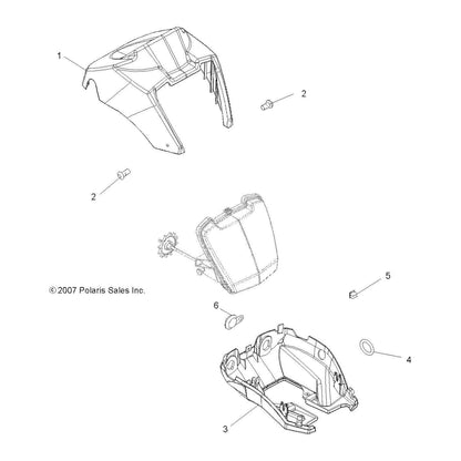 Polaris ATV Lower Snap Pod Headlight, Gloss Black, Genuine OEM Part 5436747-070, Qty 1