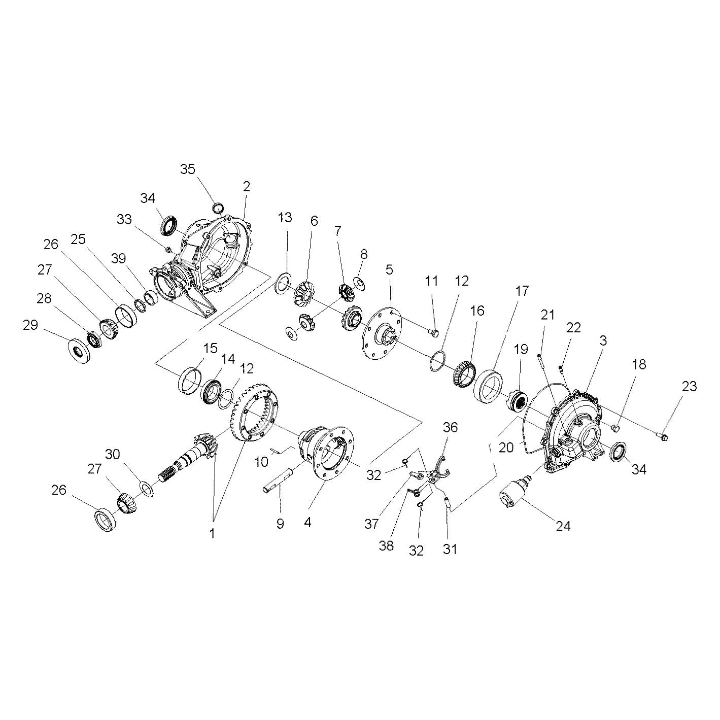 Polaris Ranger Gearcase Assembly, Rear, Genuine OEM Part 1332927, Qty 1