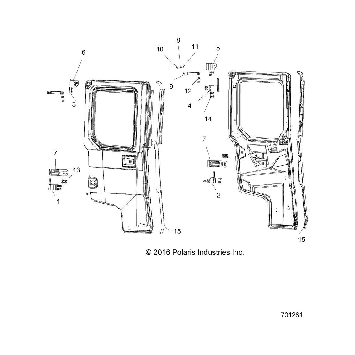 Polaris Ranger Door, Left, Black, Genuine OEM Part 5450559-070, Qty 1