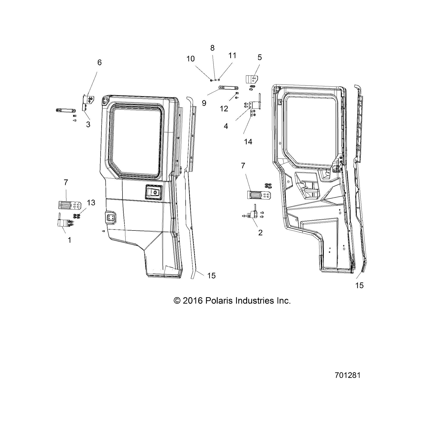 Polaris Ranger Door, Left, Black, Genuine OEM Part 5450559-070, Qty 1
