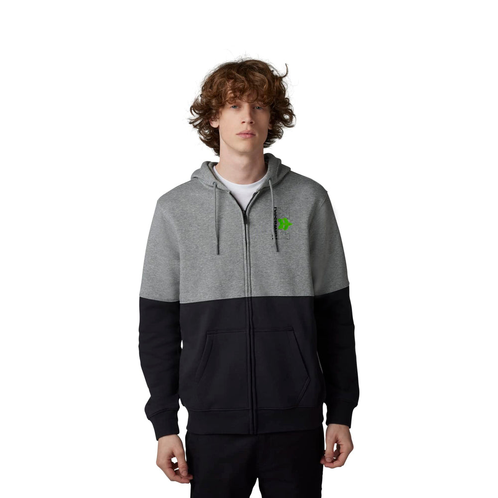 Fox Racing Men's Standard Fox X KAWI Zip Fleece Hoodie, Heather Graphite, Medium
