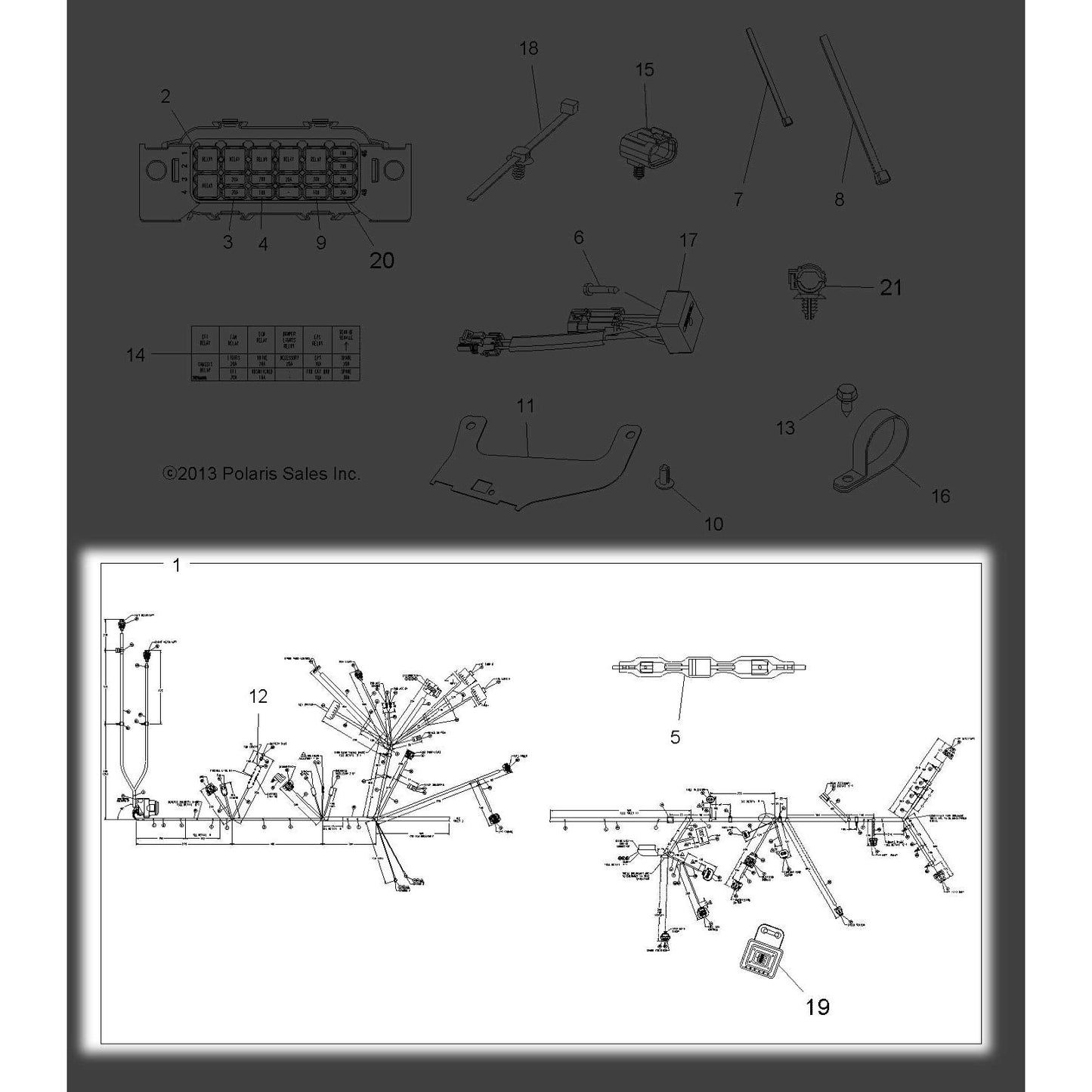 Polaris ATV 550 X2 EPS Main Harness, Genuine OEM Part 2412565, Qty 1