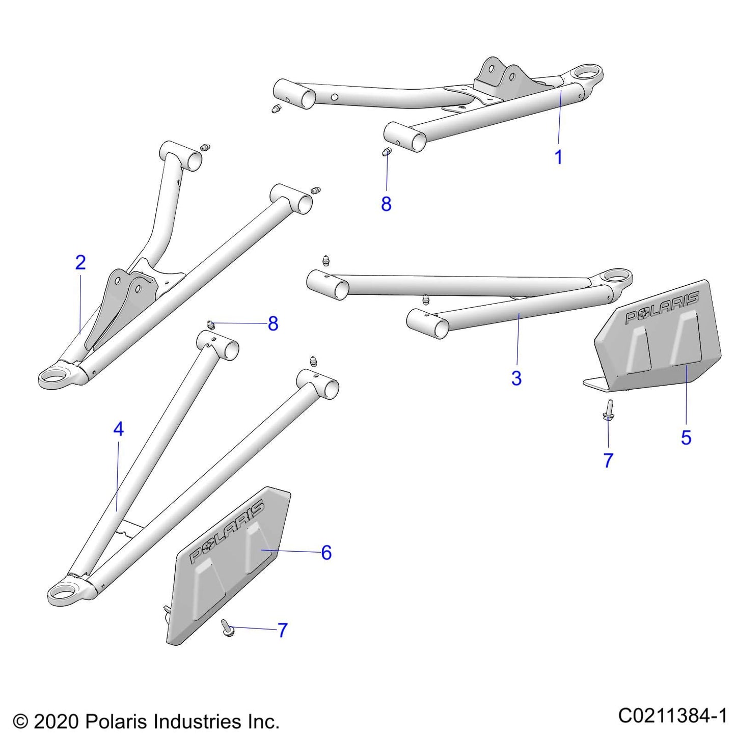 Polaris ATV Arm Control, Front, Lower, Right, Medium Gloss Black, Genuine OEM Part 1019811-067, Qty 1