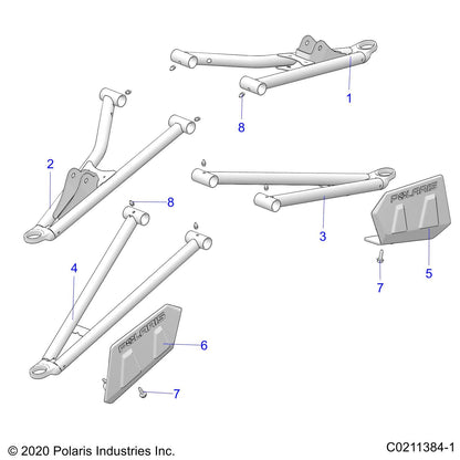 Polaris ATV Arm Control, Front, Lower, Right, Medium Gloss Black, Genuine OEM Part 1019811-067, Qty 1