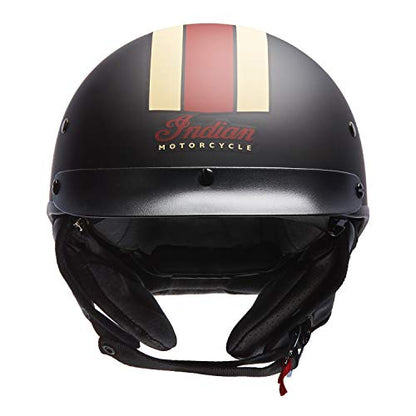 Indian Motorcycle Half Helmet with Retro Racing Stripe, Black - M - 286369603