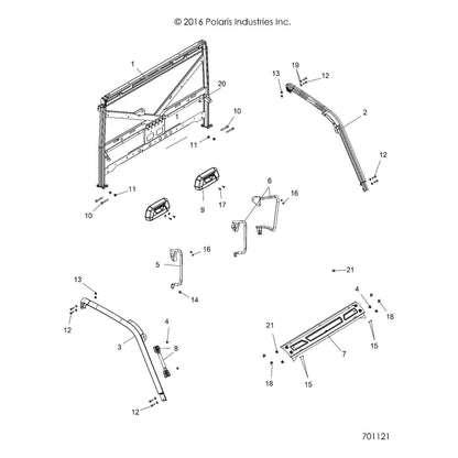 Polaris Ranger Cab Frame Weld, Front, Right, 17, Matte Black, Genuine OEM Part 1022354-458, Qty 1