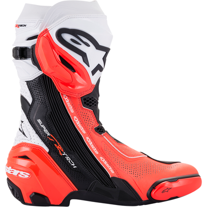 ALPINESTARS Supertech R Vented Boots - Black/Fluorescent Red/White - US 6 / EU 39 2220121-124-39