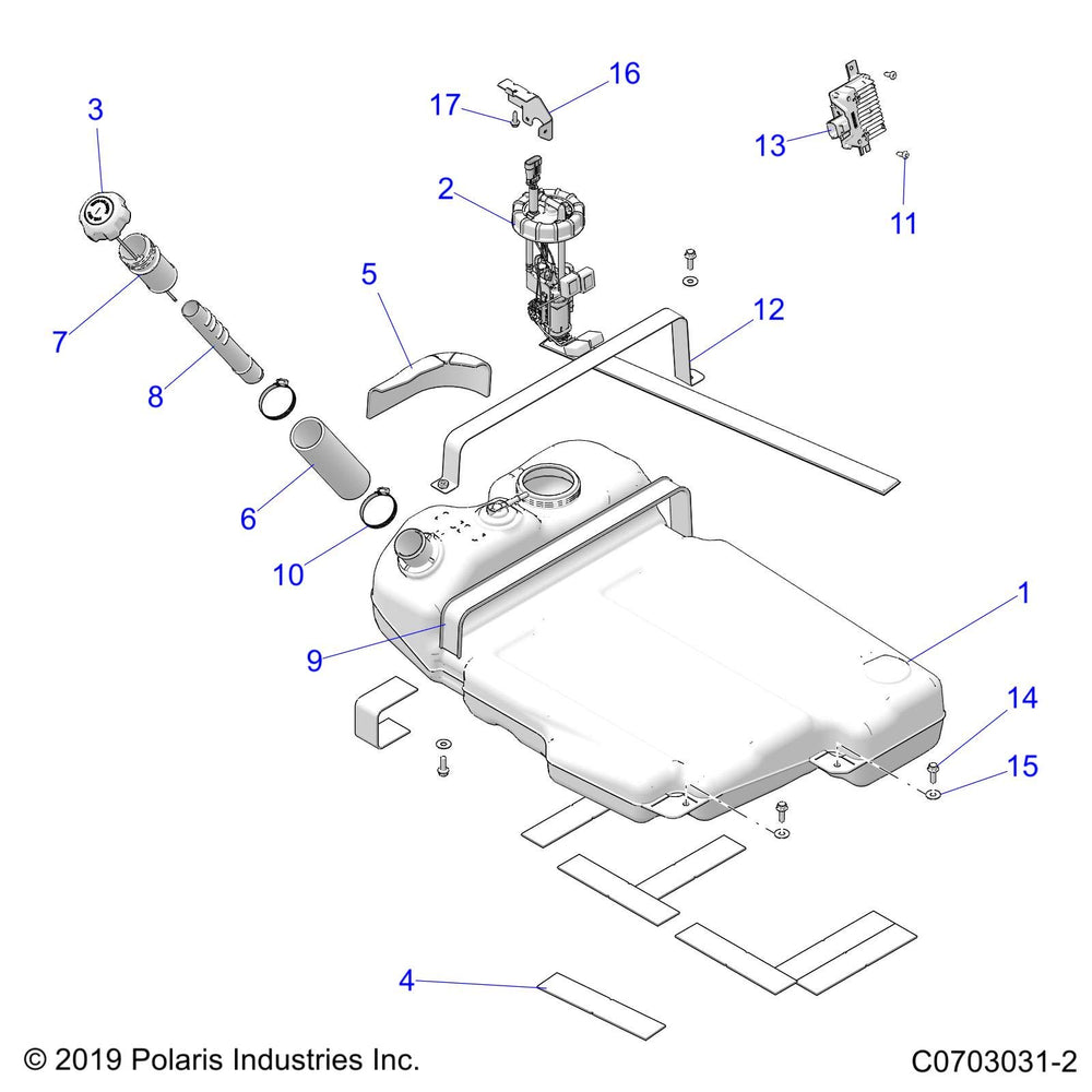 
                      
                        Polaris RZR Fuel Tank Assembly, Genuine OEM Part 2522240, Qty 1
                      
                    