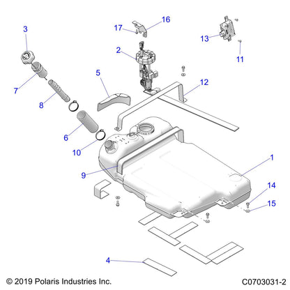 Polaris RZR Fuel Tank Assembly, Genuine OEM Part 2522240, Qty 1
