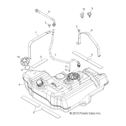 Polaris RZR Fuel Line Assembly, Genuine OEM Part 2521154, Qty 1