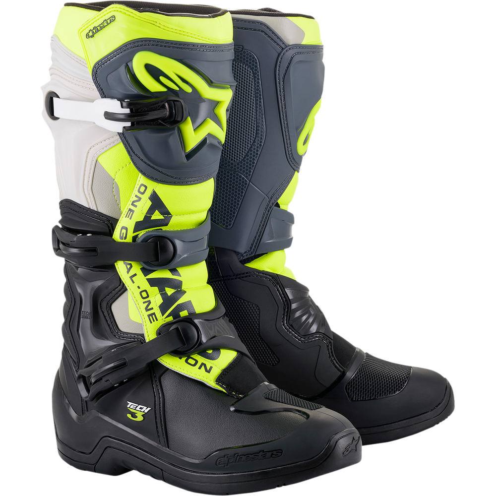 ALPINESTARS Tech 3 Boots - Black/Gray/Yellow Fluorescent - US 10 / EU 44.5 2013018-1055-10