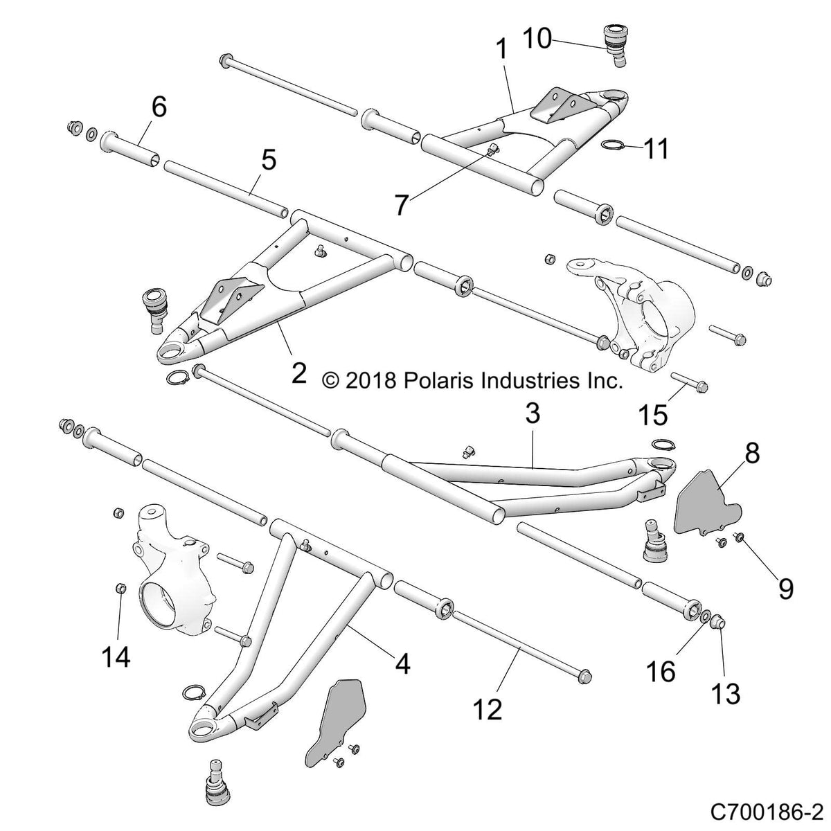 Polaris RZR Control Arm Weld, Front, Upper, Right, Matte Black, Genuine OEM Part 1018204-458, Qty 1