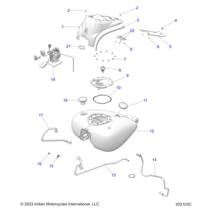 Indian Motorcycle Console Tank, Non Fairing, Jet Black, Genuine OEM Part 5634134-626, Qty 1