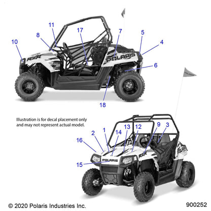 Polaris RZR Hood Decal, Top, Right, Red, 170 EFI, Genuine OEM Part 7186904, Qty 1