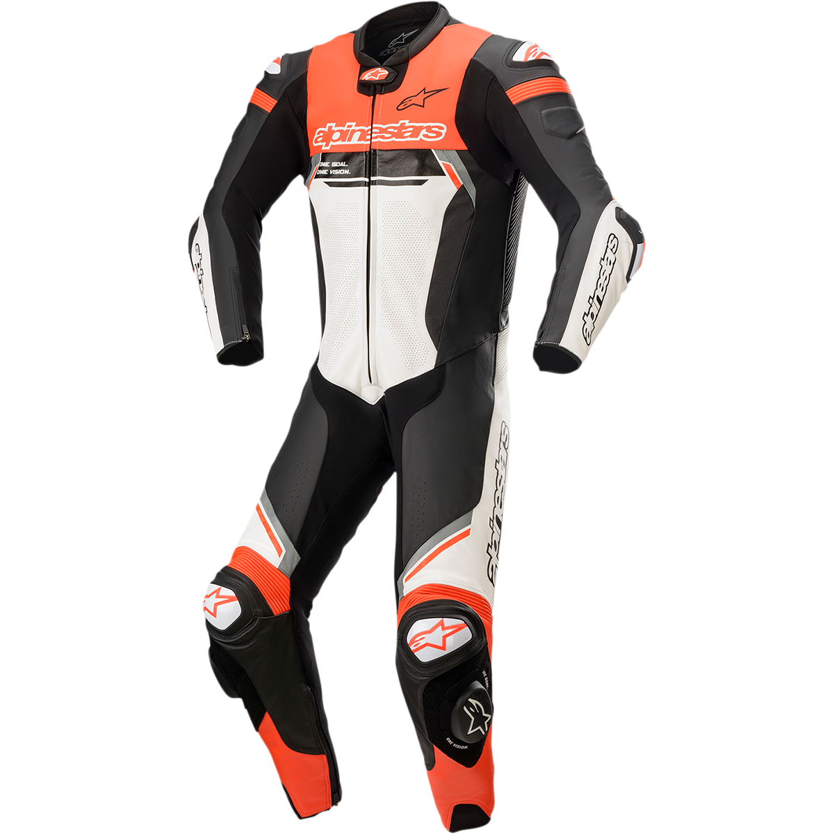 ALPINESTARS Missile Ignition v2 1-Piece Leather Suit - Black/White/Red Fluo - US 46 / EU 56 3150222-1231-56