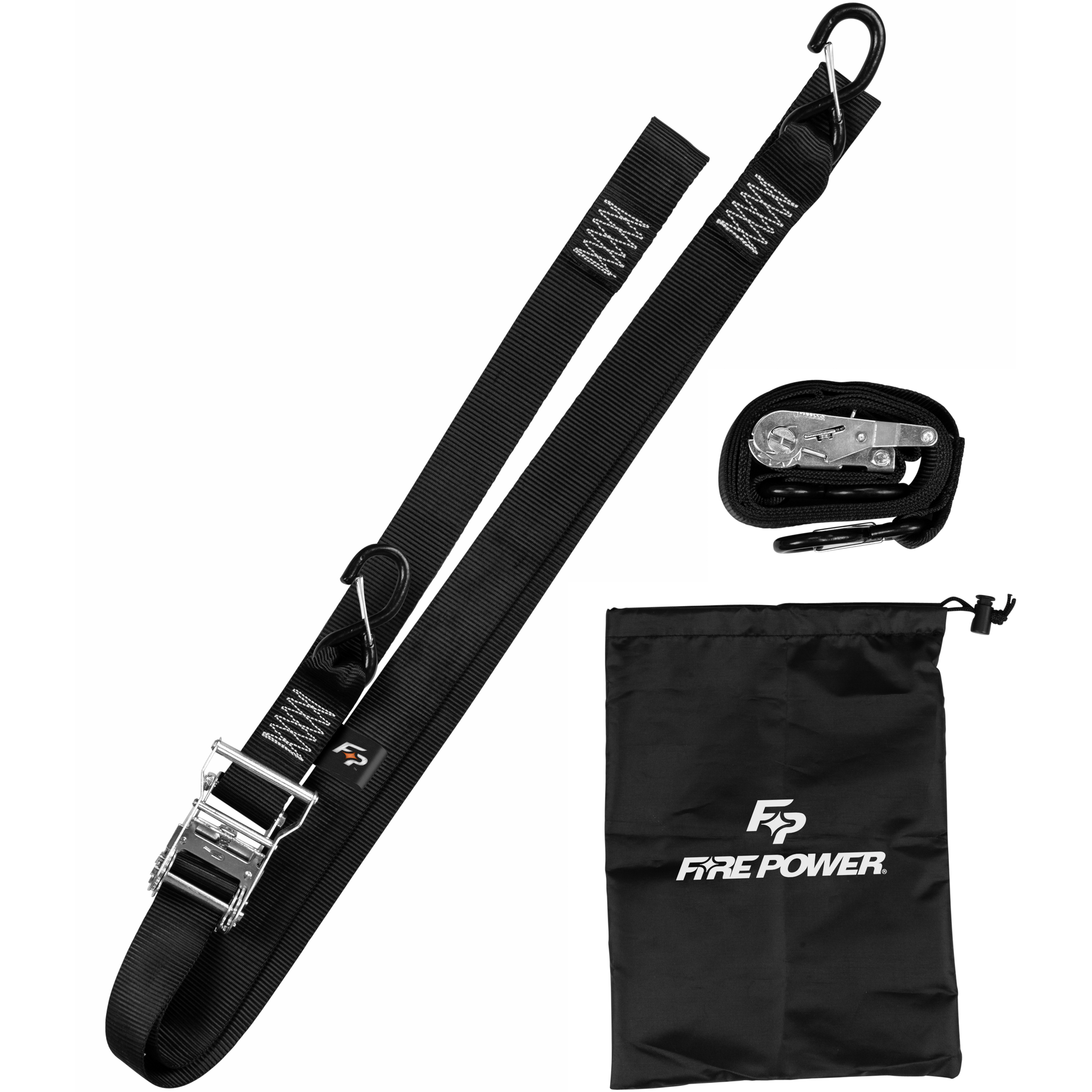 2" Tie Down Ratchet W/Soft Tie 8' Long Black 2/Pk
