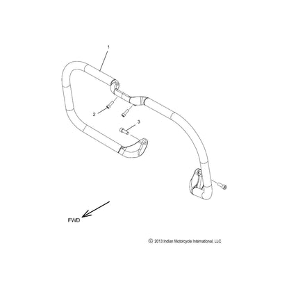 Indian Motorcycle Highway Bar, Cruiser Black, Genuine OEM Part 1020361-266, Qty 1