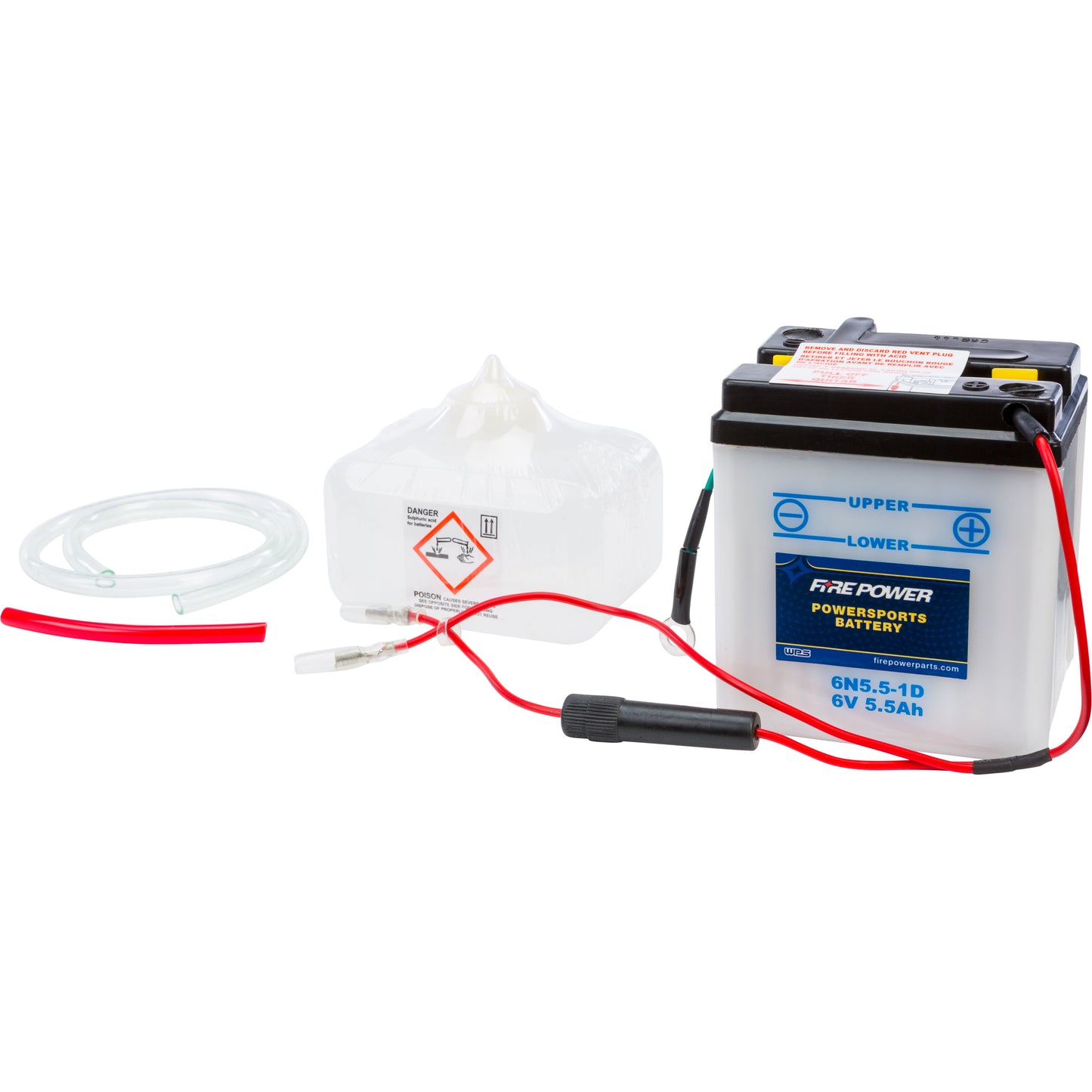 Battery W/Acid 6n5.5 1d 6v