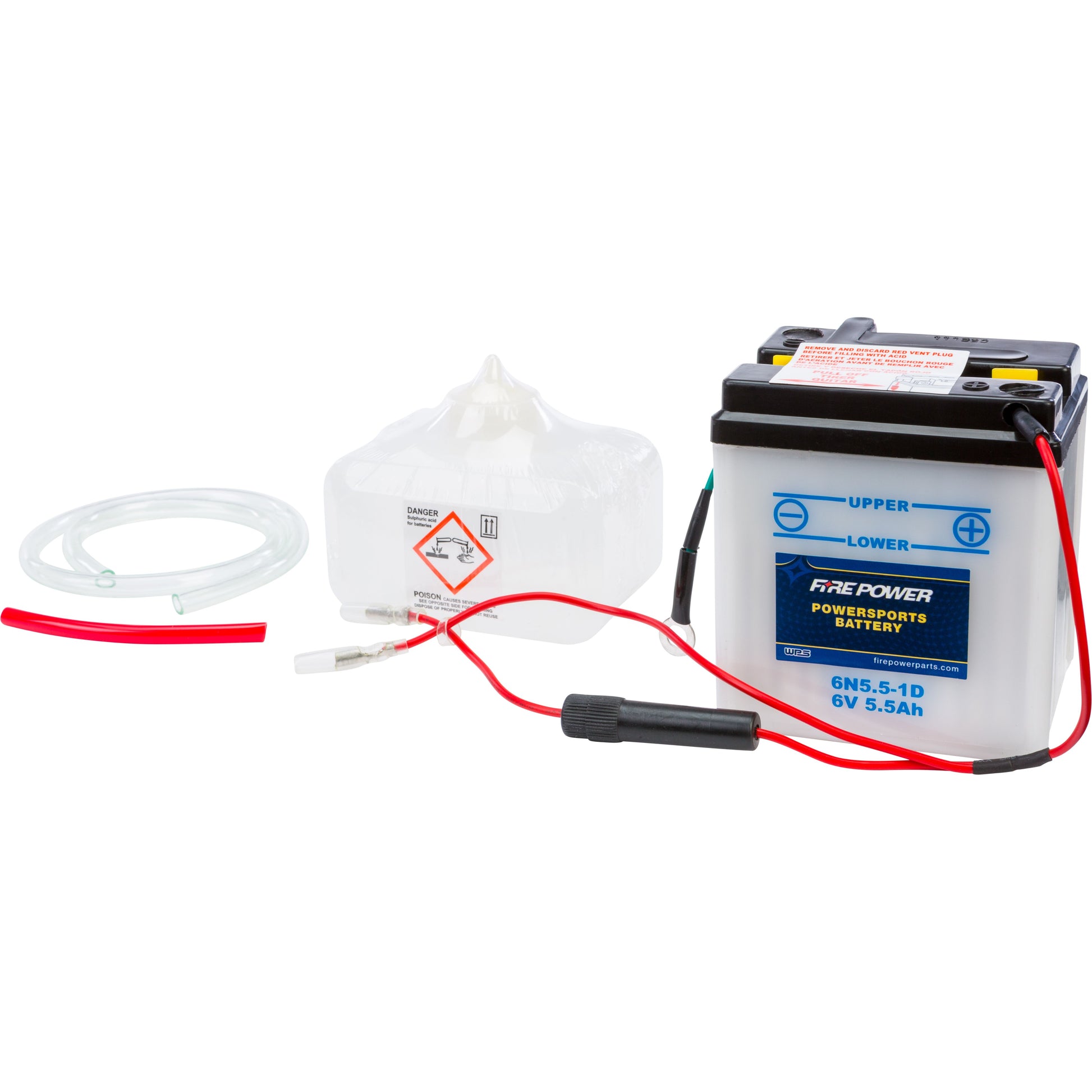 Battery W/Acid 6n5.5 1d 6v