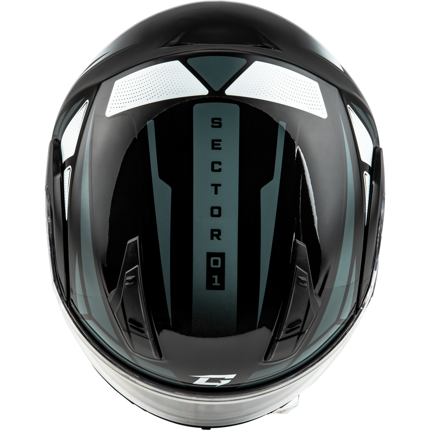 Md 04 Sector Helmet Black/Silver Lg
