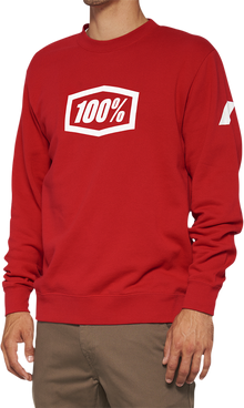 100% Icon Long-Sleeve Fleece Sweatshirt - Red - Medium 20026-00011