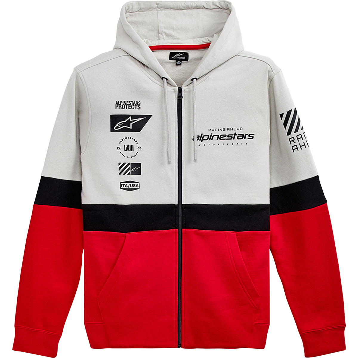 ALPINESTARS Position Zip Hoodie - Silver/Black/Red - 2XL 12125302210962X