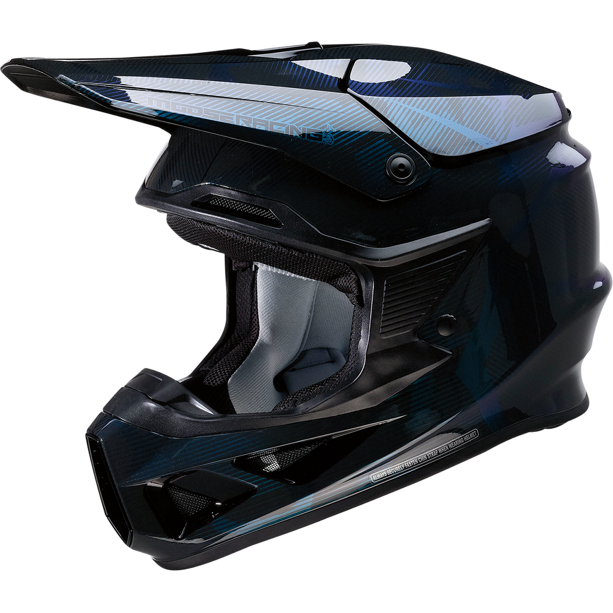 MOOSE OFFROAD F.I. Helmet - Agroid Camo - MIPS? - Iridescent Blue - Small 0110-7753