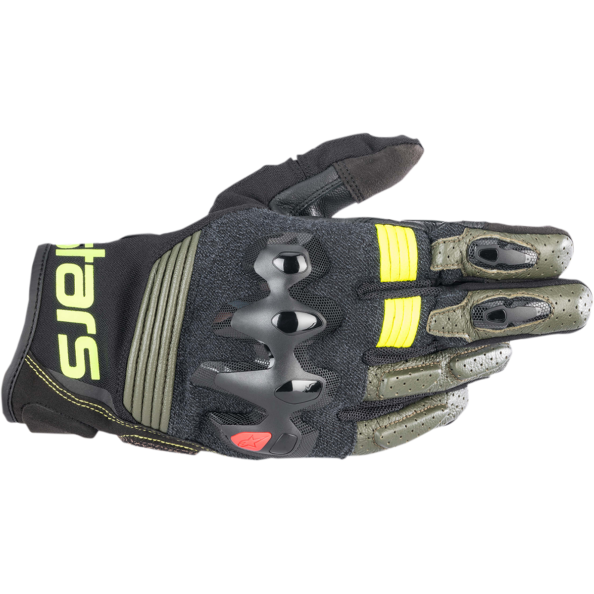 ALPINESTARS Halo Gloves - Forest Black/Fluo Yellow - 2XL 3504822-6085-2X