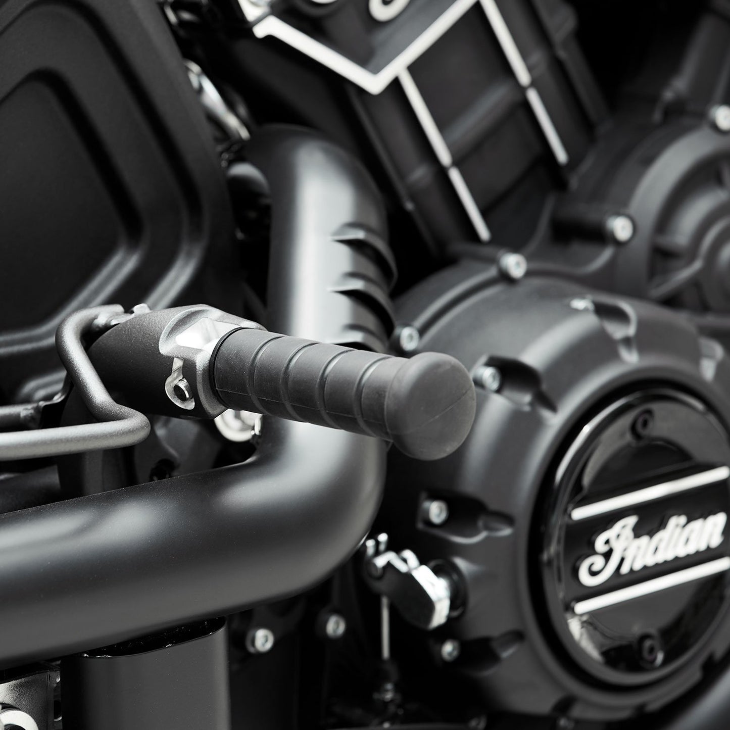 Indian Motorcycle Adjustable Passenger Foot Pegs for All Scout, Scout Bobber, Scout Sixty and Scout Rogue Models, Grooved Rubber Grips, 2-Up Riding, Comfort, Pair, Titanium - 2882251-650