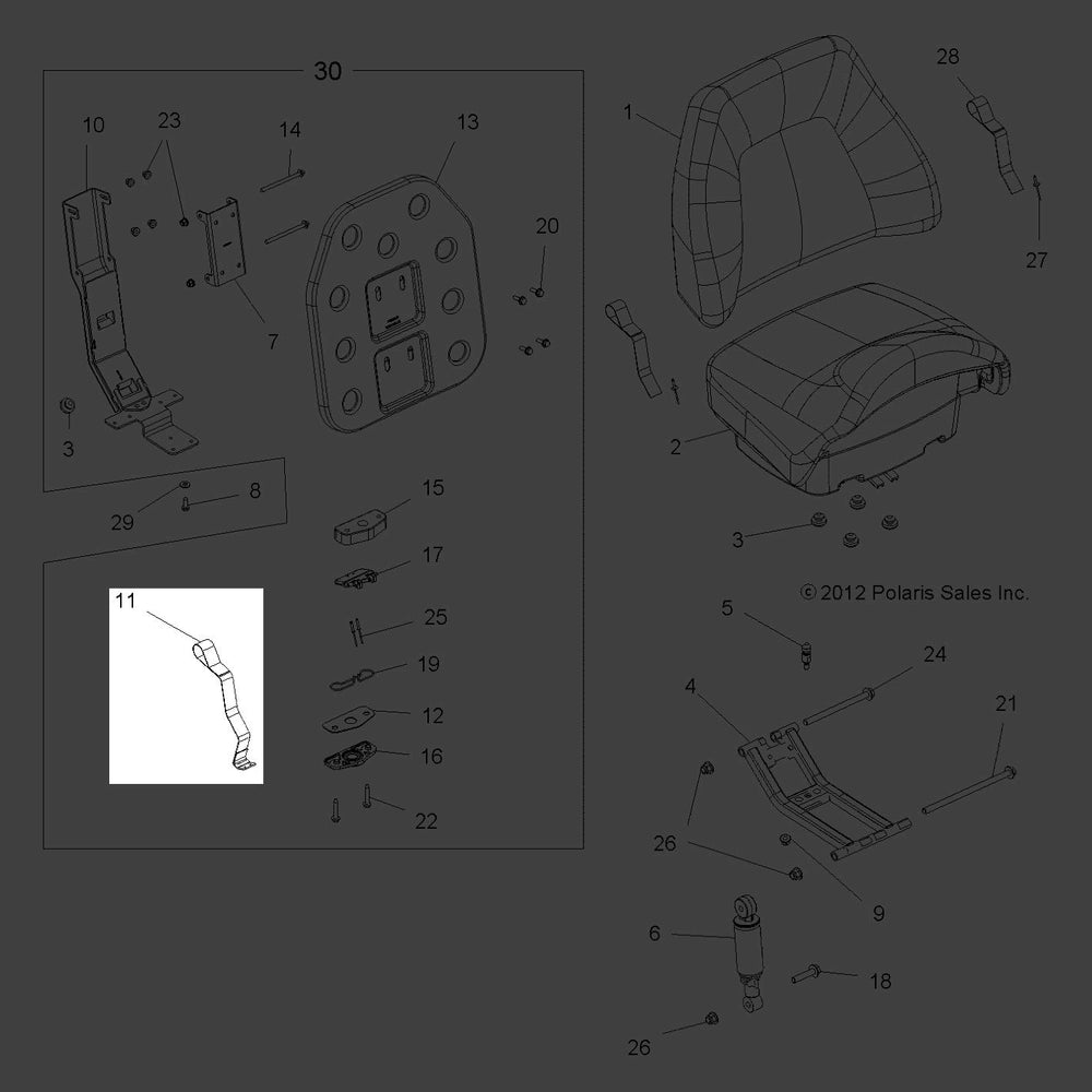 Polaris ATV Strap Assembly, Seat Latch, Genuine OEM Part 2684439, Qty 1
