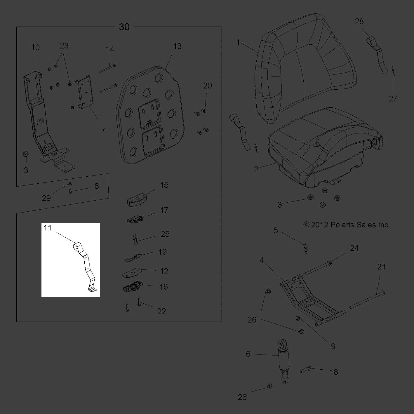 Polaris ATV Strap Assembly, Seat Latch, Genuine OEM Part 2684439, Qty 1