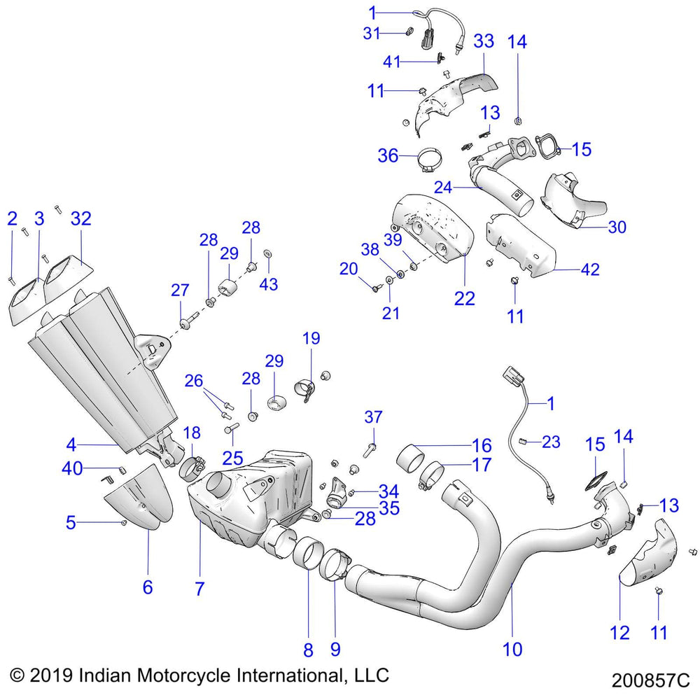 
                      
                        Indian Motorcycle Clamp Exhaust, Genuine OEM Part 7082464, Qty 1
                      
                    