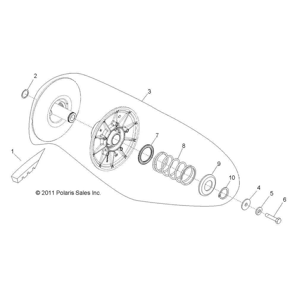 Polaris Ranger Diesel Driven Clutch Assembly, Genuine OEM Part 1322986, Qty 1