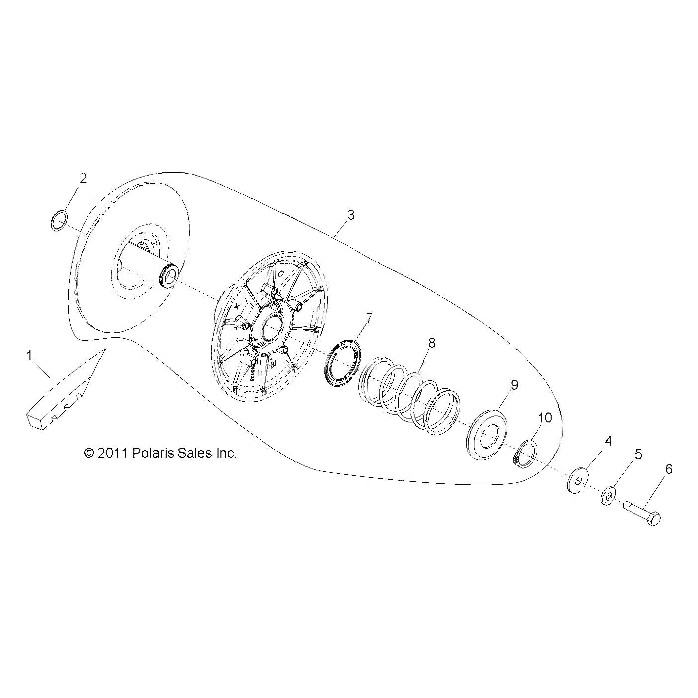 Polaris Ranger Diesel Driven Clutch Assembly, Genuine OEM Part 1322986, Qty 1